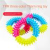 Tri-Color Rubber Prickly Ring Dog Toy