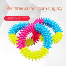 Tri-Color Rubber Prickly Ring Dog Toy