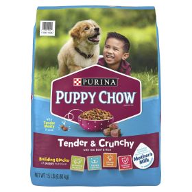 Purina Puppy Chow Tender & Crunchy Real Beef 15 lb Bag