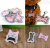 Pet Round Rhinestone Writable Name Telephone ID Tags