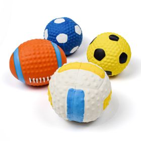 Squeaky Dog Toys; Natural Latex Rubber Dog Balls; Bouncy (colour: Smiley Rugby)