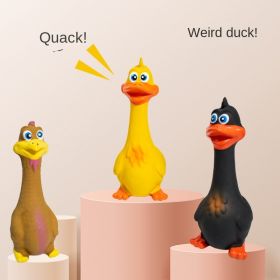 Latex Toy Standing Chicken Big Mouth Duck Bite Resistant (Color: Black duck)