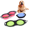 Rubber Folding Double Bowl Portable Feeding Bowl