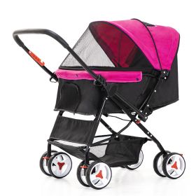 Four Wheel Folding Pet Stroller (Color: Pink)