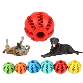 Dog Squeaky Chew Toy ;Tooth Cleaning Ball Bite Resistant (Color: Red)