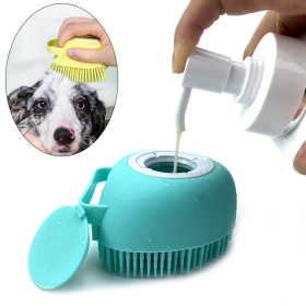 Soft Silicone Comb Hair Scalp Massager For Dogs (Color: Square - Blue)