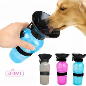 Plastic Dog & Cat Water Bottle Mug 500ml For Travel (Color: Grey)