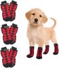 Anti-Slip Socks; Paw Protectors with Reflective Straps ; 4pcs