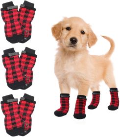 Anti-Slip Socks; Paw Protectors with Reflective Straps ; 4pcs (colour: Yellow dog claw)