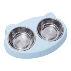 Double Dog Stainless Steel Bowls (Color: Blue)