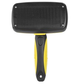 Self Cleaning Slicker Brush Pets Grooming Shedding Tools (Color: Yellow)