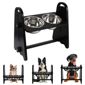 Elevated Dog Bowls for Medium Large Sized Dogs (Color: Black)