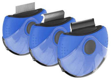 'Axler' Triple Rotating Rake Pet Comb (Color: Blue)