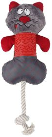 'All-in-Fun' Nylon and Rope Squeaking Rubber Rope Toy (Color: Red / Grey)