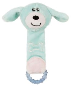 Moo-Born' Squeaky Crinkle Newborn Rubber Teething Toy (Color: Blue)