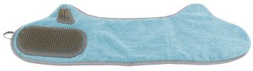 Hand-Inserted Pet Grooming Towel and Brush