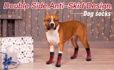 Anti-Slip Socks; Paw Protectors with Reflective Straps ; 4pcs