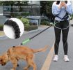 Hands Free Dog Leash with Zipper Pouch; Dual Handles